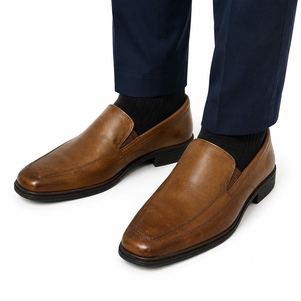 Clarks Collection Tan Leather Ultimate Comfort Slip On Loafers 12M Dress Casual